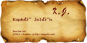 Kopkó Jolán névjegykártya